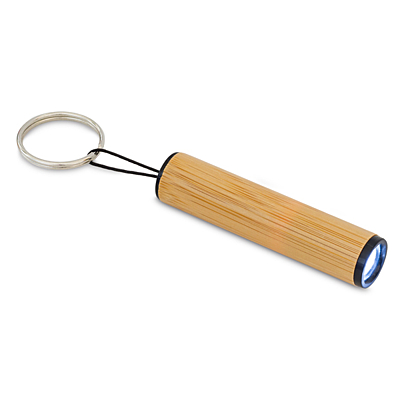 PELAK bamboo pen and torch keychain in a gift box, beige