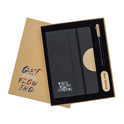 DENVER darčekový set flash disku, zápisníku a pera, čierna