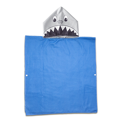 SHARKY poncho-towel with a hood, blue