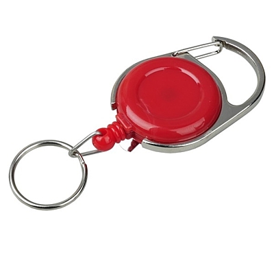 SKI CARABINE skipass tag with clip and carabiner,  red/silver