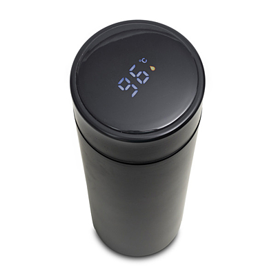 FALCO vacuum flask 420 ml with thermometer, black