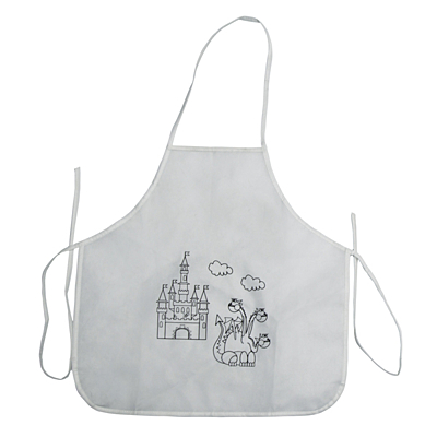 WHITE LINE apron with wax crayons,  white