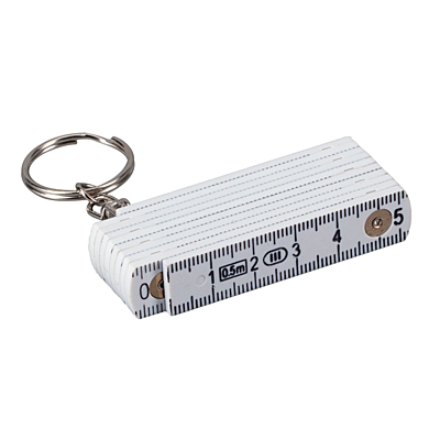 ZIGZAG key ring with tape measure 0,5 m, white