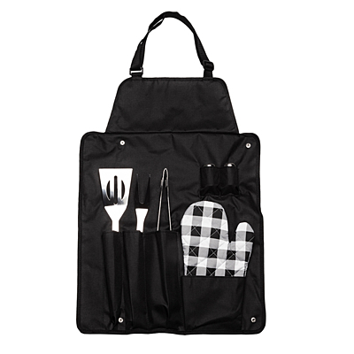 STEAKOUT&BBQ set for barbecue with apron,  black