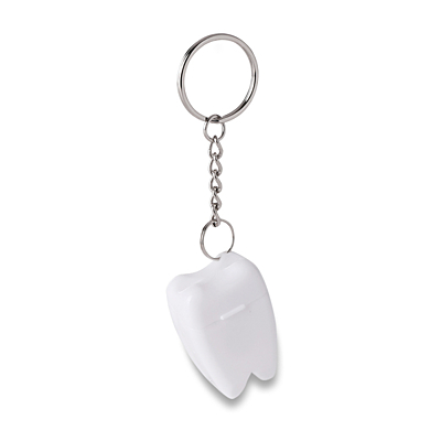 TOOTHY keychain with dental floss, white