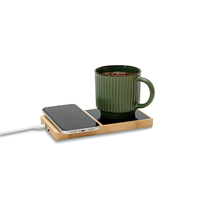 VALAIS wireless charger with a cup warmer, beige