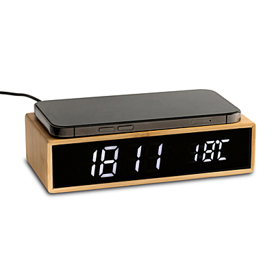 CONTI wireless charger with clock, beige