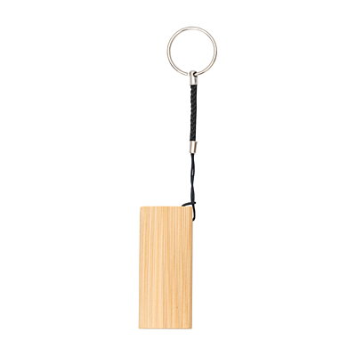 KEYHOLD bamboo keyring with phone stand, beige
