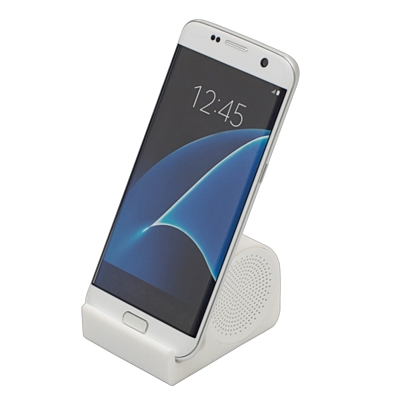 CLEARSOUND speaker with cell phone holder,  white