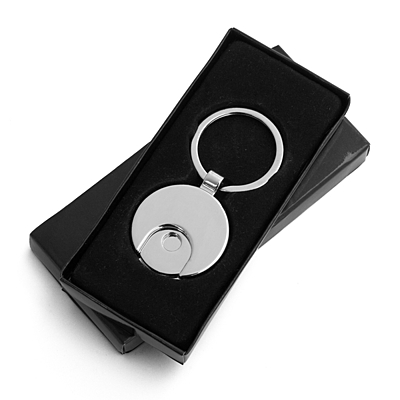 SHOPPING SPREE metal key ring with token,  black
