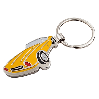 SPORTS CAR metal key ring,  yellow