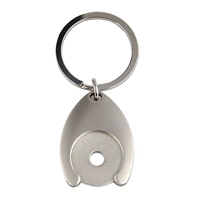 DISC metal key ring with token,  silver