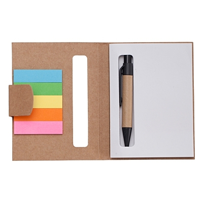 ECO BOOK notebook 80x110 / 100 clean pages and ballpoint pen,  beige