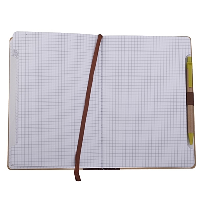 MURCIA notebook with squared sides 140x210 / 200 pages with pen,  brown