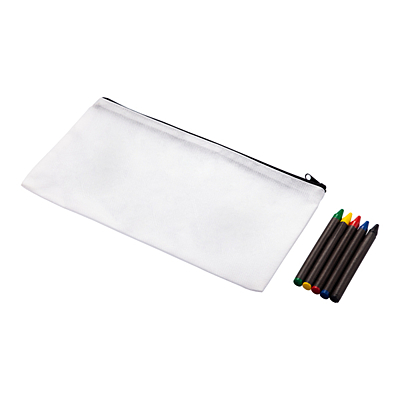 COLOR-ME pencil case with crayons, white