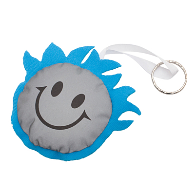 SMILING BOY reflective key ring,  blue/silver