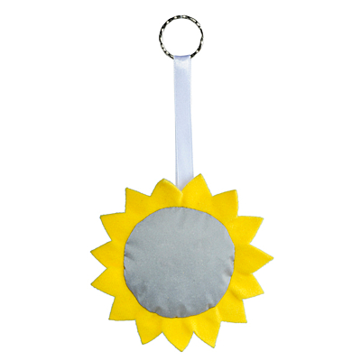 SUN reflective key ring,  yellow/silver
